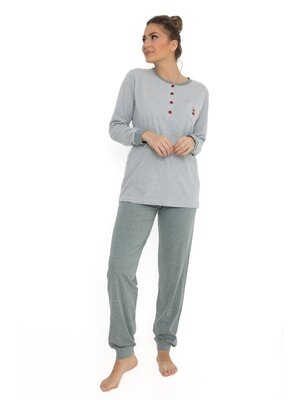 Cocodream Dames pyjama foxy - grijs groen Cocodream Dames pyjama foxy - grijs groen
