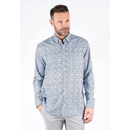 Pre End Heren overhemd lange mouw - lichtblauw gebloemd - strijkvrij Pre End Heren overhemd lange mouw - lichtblauw gebloemd - strijkvrij