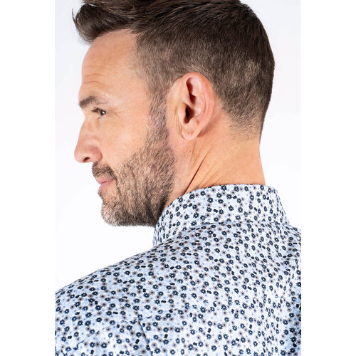 Pre End Heren overhemd lange mouw - lichtblauw gebloemd - strijkvrij Pre End Heren overhemd lange mouw - lichtblauw gebloemd - strijkvrij