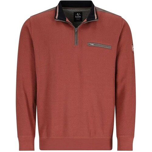 Hajo Heren sweater met rits - roodbruin Hajo Heren sweater met rits - roodbruin