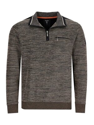 Hajo Heren sweater met rits - nougat melange Hajo Heren sweater met rits - nougat melange