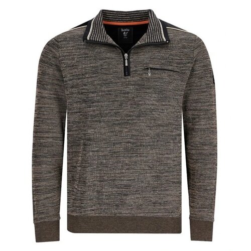 Hajo Heren sweater met rits - nougat melange