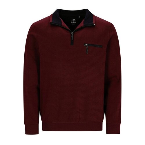 Hajo Heren sweater met rits - domkerrood Hajo Heren sweater met rits - domkerrood