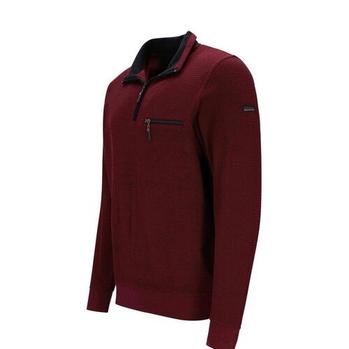 Hajo Heren sweater met rits - domkerrood Hajo Heren sweater met rits - domkerrood