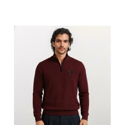 Hajo Heren sweater met rits - domkerrood Hajo Heren sweater met rits - domkerrood