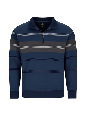 Hajo Heren sweater met rits - blauw gestreept Hajo Heren sweater met rits - blauw gestreept