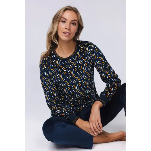 Pastunette Dames pyjama - velours fleece kwaliteit - dark blue Pastunette Dames pyjama - velours fleece kwaliteit - dark blue