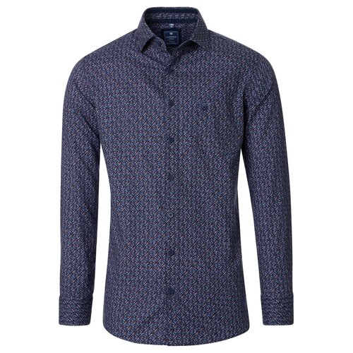 Redmond Overhemd heren lange mouw - blauw - print