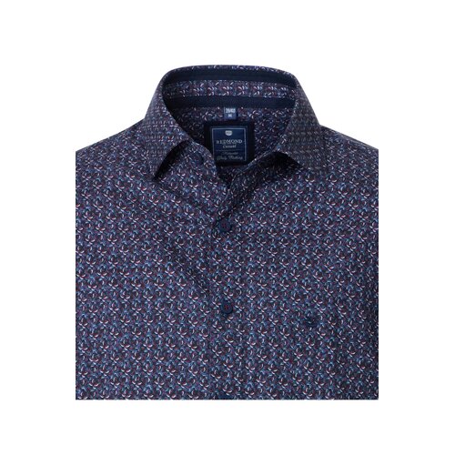 Redmond Overhemd heren lange mouw - blauw - print