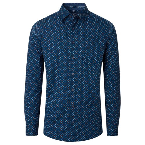 Redmond Overhemd heren lange mouw - blauw - print