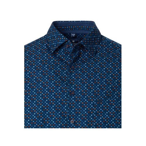 Redmond Overhemd heren lange mouw - blauw - print