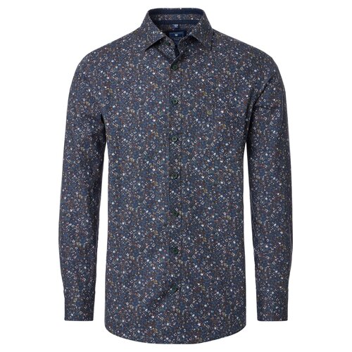 Redmond Overhemd heren lange mouw - donkerblauw - bloemenprint Redmond Overhemd heren lange mouw - donkerblauw - bloemenprint