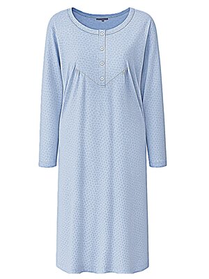 Cocodream Klassiek nachthemd dames - Lange mouw - Blauw - Lang model Cocodream Klassiek nachthemd dames - Lange mouw - Blauw - Lang model
