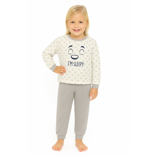 Cocodream Meisjes pyjama fleece - witgrijs - sleepy Cocodream Meisjes pyjama fleece - witgrijs - sleepy