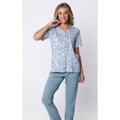 Pastunette Dames pyjama korte mouw met lange broek - stone blue