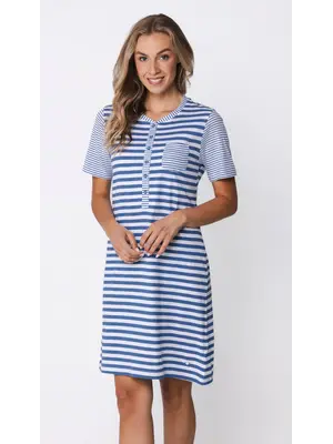 Pastunette Nachthemd korte mouw - katoen -  blue gestreept