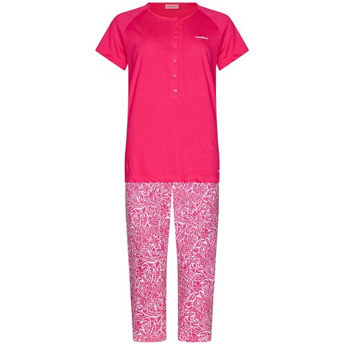 Pastunette Dames pyjama korte mouw met 3/4 broek- deluxe dark pink