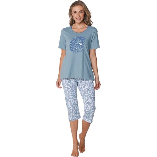 Pastunette Dames pyjama korte mouw met 3/4 broek- Stone Blue