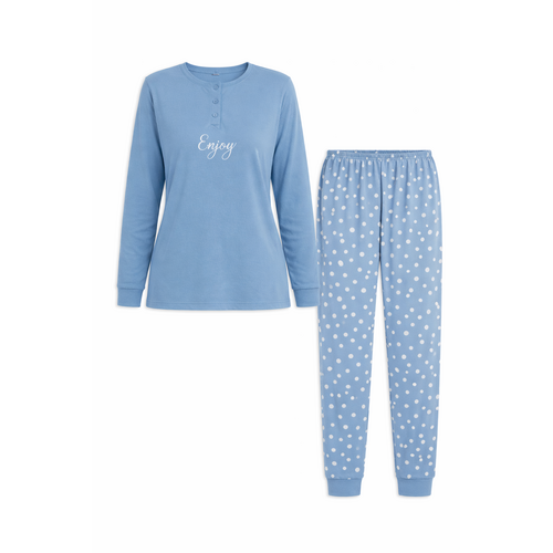Cocodream Dames pyjama katoen - blauw - enjoy summer