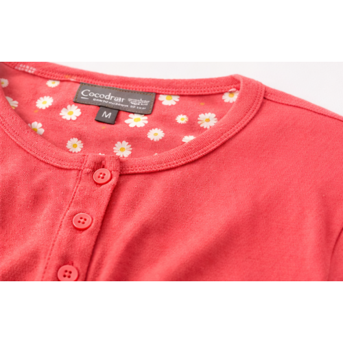 Cocodream Dames pyjama katoen - koraalrood - enjoy summer