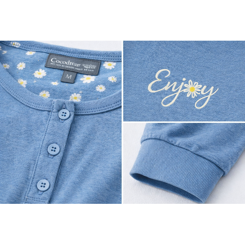 Cocodream Dames pyjama katoen - blauw - enjoy summer