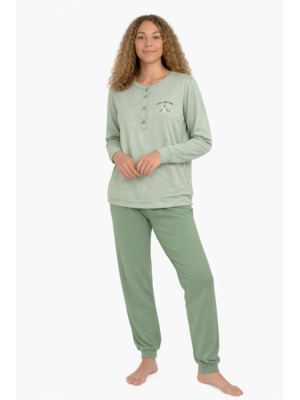 Cocodream Dames pyjama katoen - groen - good vibes