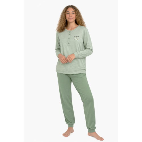 Cocodream Dames pyjama katoen - groen - good vibes
