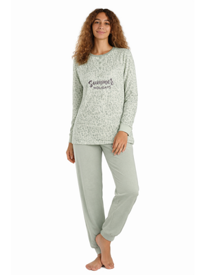Cocodream Dames pyjama katoen - groen - summer holiday