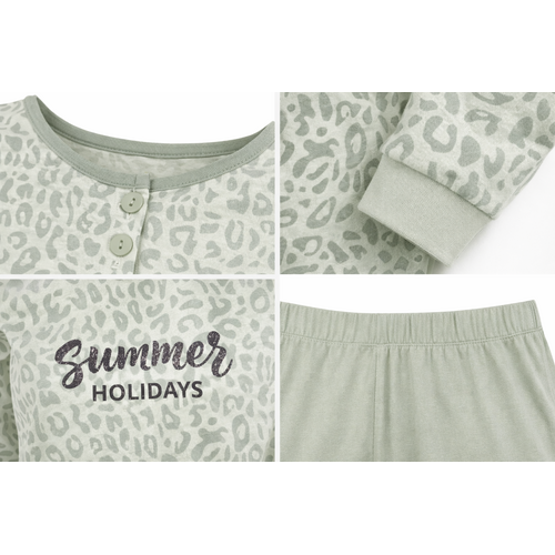 Cocodream Dames pyjama katoen - groen - summer holiday