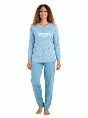 Cocodream Dames pyjama katoen - turqouise- summer holiday