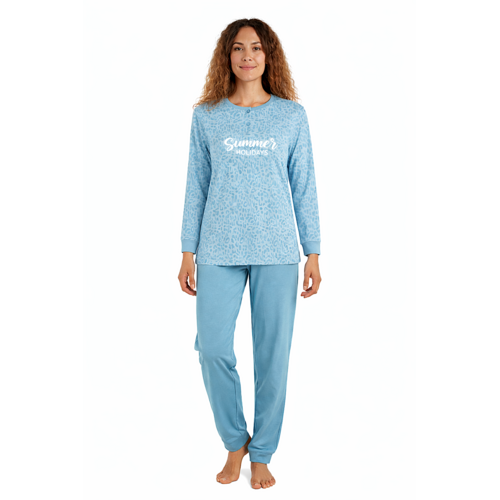 Cocodream Dames pyjama katoen - turqouise- summer holiday