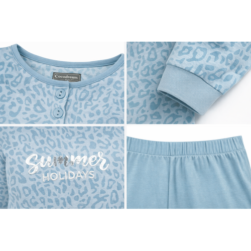 Cocodream Dames pyjama katoen - turqouise- summer holiday