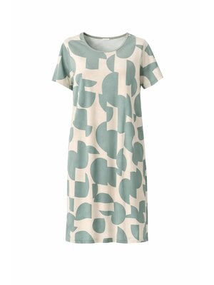 Ascafa Dames nachthemd – modal – deluxe kwaliteit – sage/offwhite print
