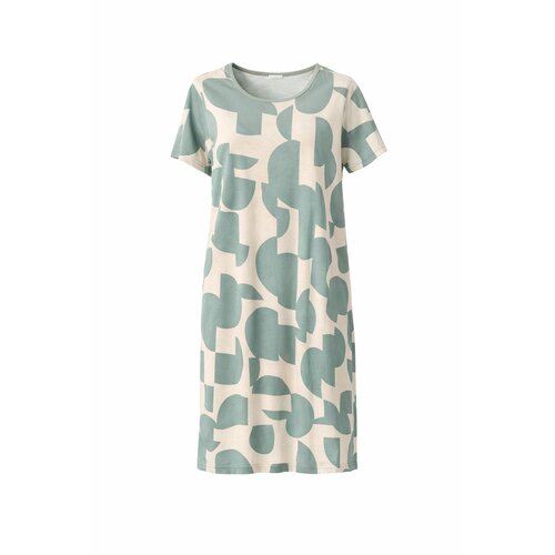 Ascafa Dames nachthemd – modal – deluxe kwaliteit – sage/offwhite print