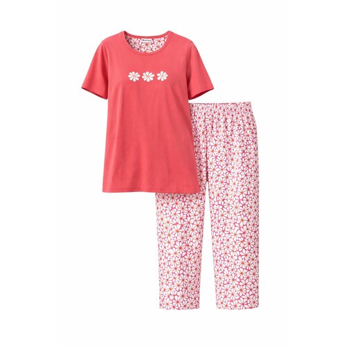 Comtessa Dames pyjama katoen met 7/8 broek -summer pink red