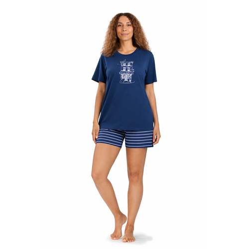 Comtessa Dames shortama katoen - blauw