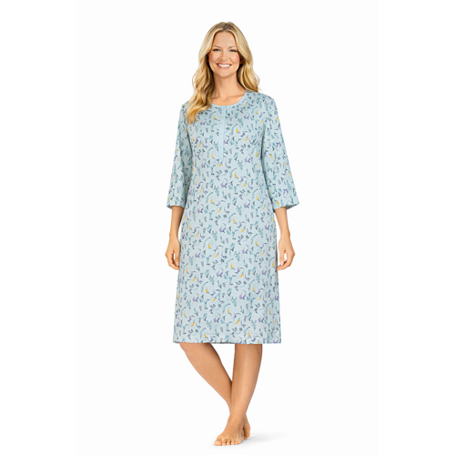 Comtessa Klassiek dames nachthemd bloemen - 3/4 mouw - blauw