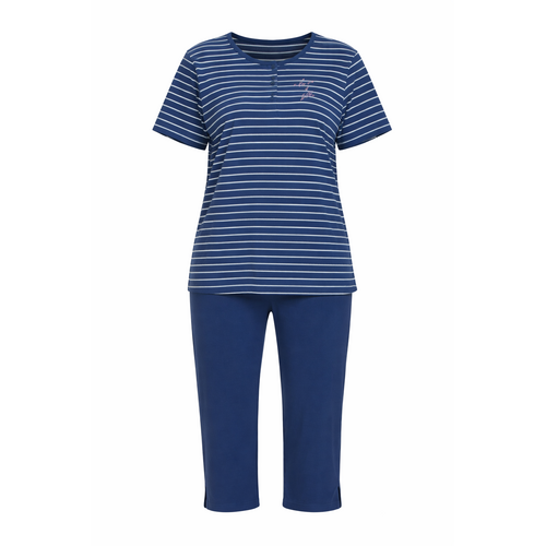 Comtessa Dames pyjama katoen met 7/8 broek -blauw