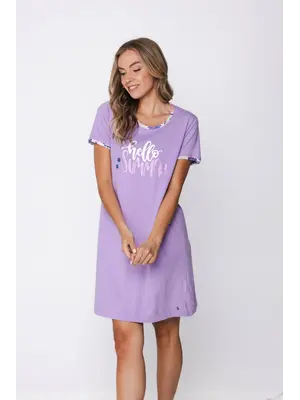Rebelle by Pastunette Dames nachthemd korte mouw - Purple Flower