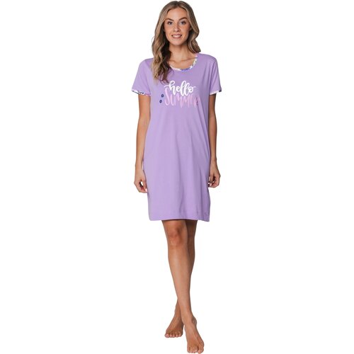 Rebelle by Pastunette Dames nachthemd korte mouw - Purple Flower