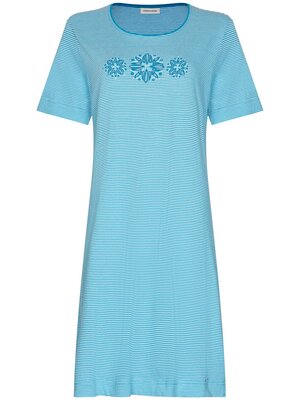 Pastunette Dames nachthemd Ipanema – turquoise gestreept – korte mouw – katoen