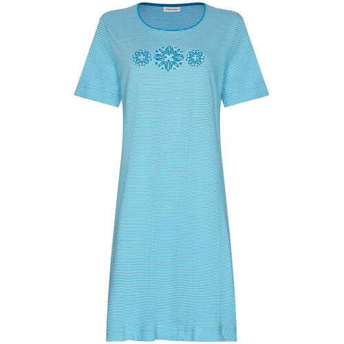 Pastunette Dames nachthemd Ipanema – turquoise gestreept – korte mouw – katoen Pastunette Dames nachthemd Ipanema – turquoise gestreept – korte mouw – katoen