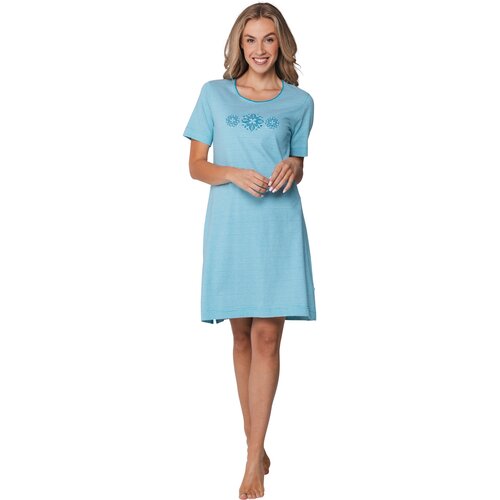 Pastunette Dames nachthemd Ipanema – turquoise gestreept – korte mouw – katoen Pastunette Dames nachthemd Ipanema – turquoise gestreept – korte mouw – katoen