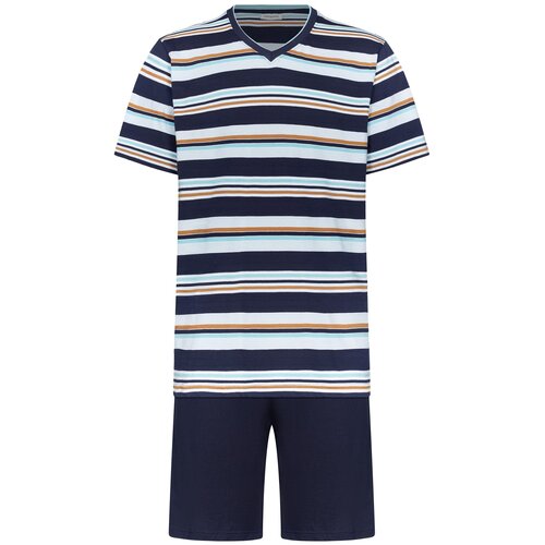 Pastunette Heren shortama Stripes – blauw – katoen – korte pyjama