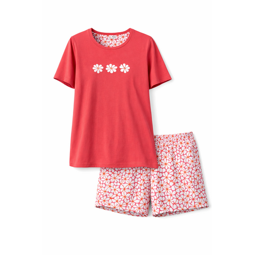 Comtessa Dames shortama katoen - summer pink red Comtessa Dames shortama katoen - summer pink red