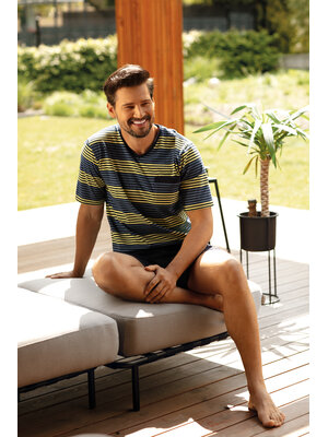 Comte Heren shortama katoen - blauw geel