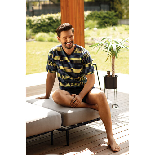 Comte Heren shortama katoen - blauw geel