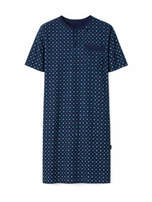 Comte Heren nachthemd korte mouw - donkerblauw print