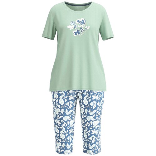 Götzburg Dames pyjama capri broek - green flowers Götzburg Dames pyjama capri broek - green flowers