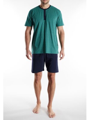 Götzburg Heren Shortama – 100% Katoen – Knoopsluiting – Groen/Donkerblauw